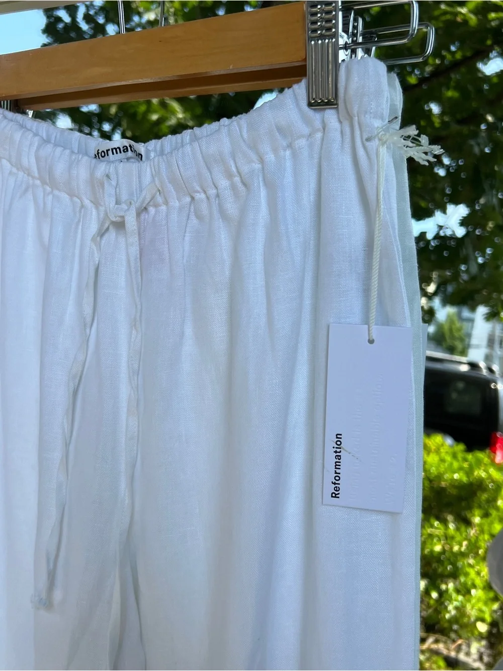 NWT Reformation Olina Linen Pants in White XS